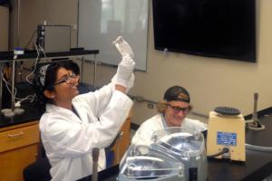 RUMBLE students extract genomic DNA and perform DNA barcoding on plants and insects they collected from UCSB’s San Clemente restoration site.  (The UCSB Current photo)