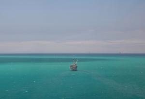 The turquoise color of the Santa Barbara Channel is due to a bloom of chalk-forming phytoplankton called coccolithophores.